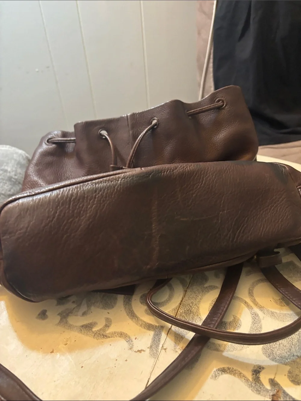 Tignanello Dark Brown Pebbled Leather Backpack